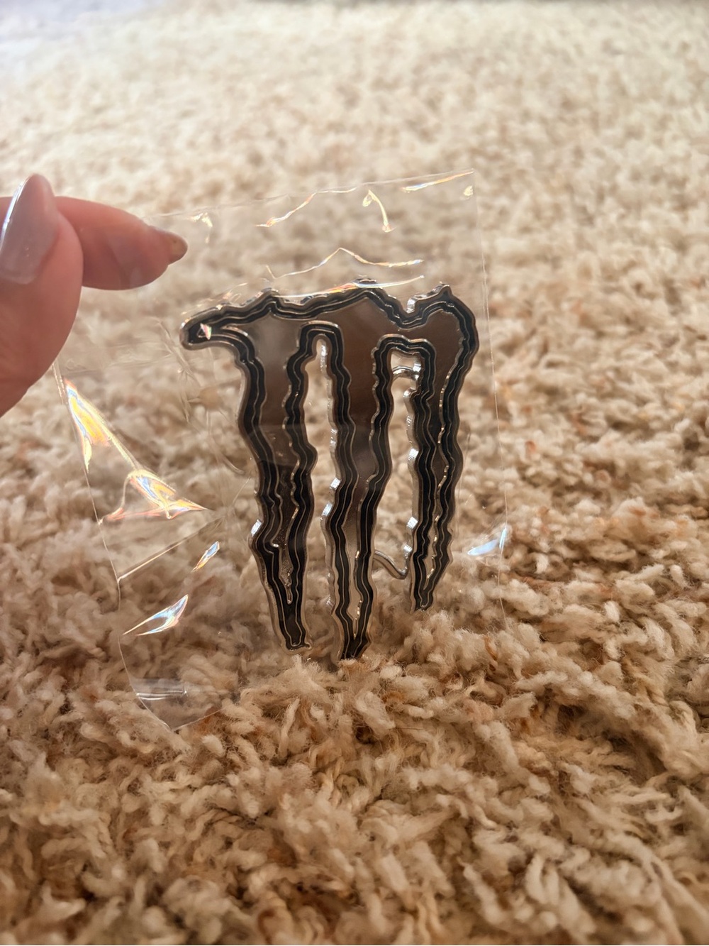 Silver monster energy belt buckle
